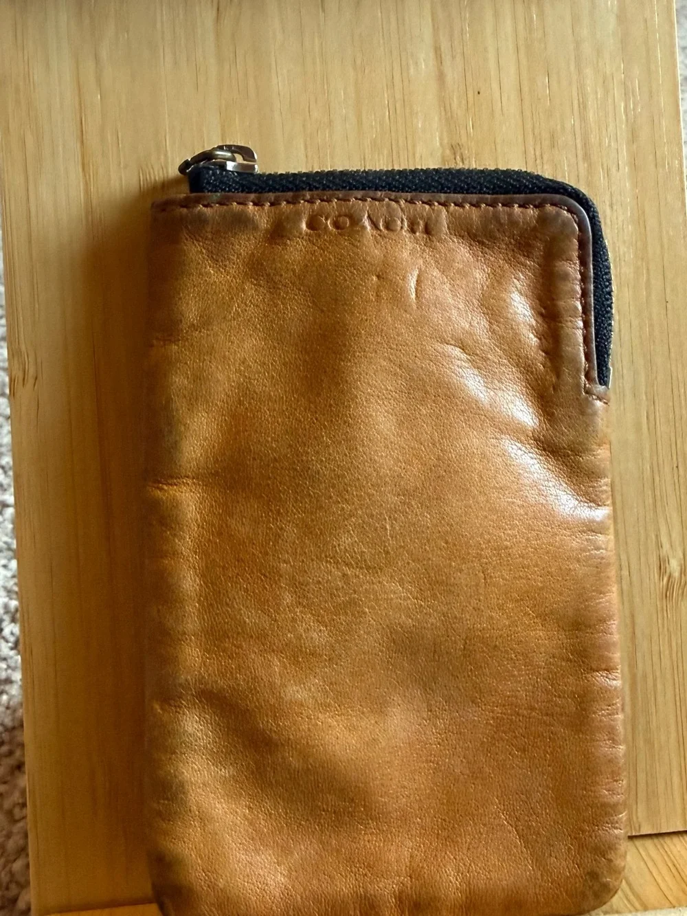 Coach Leather Key Ring Card Holder - Tan
